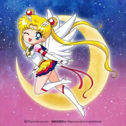 Rule 34 | bishoujo senshi sailor moon, bishoujo senshi sailor moon sailor stars, eternal sailor moon, one eye closed, kelvin lai, moon, sailor moon, wings