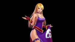Rule 34 | 1girl, animated, b.jenet, belt, blonde hair, blue eyes, bouncing breasts, bracelet, breasts, choker, cleavage, dress, fatal fury, fingerless gloves, garou: mark of the wolves, gloves, jenet behrn, jewelry, large breasts, long hair, official art, purple dress, snk, solo, tagme, the king of fighters, the king of fighters all-stars, video