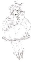 Rule 34 | 1girl, animal ears, bird wings, blush, fingernails, full body, greyscale, hand on own hip, hand up, hat, highres, kneehighs, long fingernails, long sleeves, looking at viewer, monochrome, monyomoke, mystia lorelei, open mouth, sharp fingernails, shoes, short hair, simple background, socks, solo, touhou, white background, wings