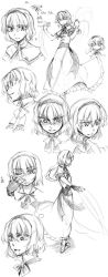 Rule 34 | 1girl, alice margatroid, angry, capelet, expressions, face, female focus, fingerless gloves, gloves, greyscale, highres, hikawa shou, jitome, monochrome, short hair, sigh, sketch, touhou