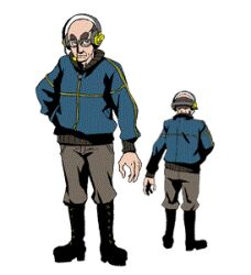Rule 34 | 1boy, bald, boots, character sheet, glasses, headphones, jacket, male focus, mature male, official art, promotional art, shiro&#039;s old man (tailenders), tailenders, thick eyebrows