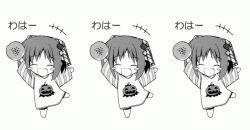 Rule 34 | 1girl, animated, animated gif, greyscale, monochrome, simple background, suigetsu, waha, waha~ (meme), white background, yamato suzuran
