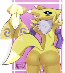 Rule 34 | absurdres, ass, breasts, digimon, digimon (creature), fluffy, fox girl, fox tail, furry, furry female, highres, large breasts, renamon, tail