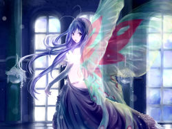 Rule 34 | 10s, 1girl, accel world, antenna hair, ass, bare back, black hair, butterfly wings, elbow gloves, gloves, hairband, highres, insect wings, kuroyukihime, long hair, poker-face-008, purple eyes, solo, wings