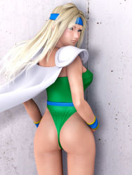 Rule 34 | 1990s (style), 1girl, 3d, armor, ass, belt, belt skirt, blonde hair, blue eyes, breasts, cape, celes chere, choker, covered erect nipples, cowboy shot, eyes visible through hair, final fantasy, final fantasy vi, hands on own hips, headband, highleg, highleg leotard, incise soul, jewelry, leotard, light smile, lips, long hair, looking at viewer, looking back, m-rs, necklace, pauldrons, realistic, retro artstyle, shadow, shoulder armor, sideboob, smile, solo, standing, strapless, strapless leotard, thong, thong leotard, wristband