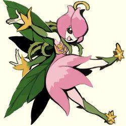 Rule 34 | 1girl, digimon, fairy, flower, flying, happy, lilimon, plant, smile, thorns