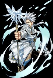 Rule 34 | cheslion (gate of nightmares), closed mouth, coat, full body, gate of nightmares, highres, holding, holding scepter, long coat, mashima hiro, official art, scepter, short hair, simple background, solo, spiked hair, transparent background, white coat, white hair