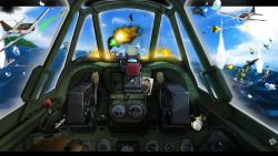 Rule 34 | 10s, a6m zero, aerial battle, aircraft, airplane, battle, blue sky, character doll, cloud, cockpit, crosshair, day, enemy aircraft (kancolle), explosion, failure penguin, firing, flying, harumiya (acquetta1101), harumiya hiro, highres, horizon, kaga (kancolle), kantai collection, kitakami (kancolle), ocean, ornament, perspective, photo (object), pov, projectile trail, shimakaze (kancolle), sky, smoke, vehicle focus, wo-class aircraft carrier
