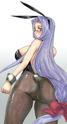 Rule 34 | animal ears, ass, breasts, fake animal ears, fate/stay night, fate (series), from behind, glasses, huge ass, kikuta, large breasts, leotard, light purple hair, long hair, medusa (fate), medusa (rider) (fate), pantyhose, playboy bunny, rabbit ears, rabbit tail, square pupils, tail, wrist cuffs