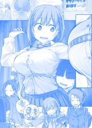 Rule 34 | &gt; &lt;, 6+girls, :d, ai-chan (tawawa), banknote, blue theme, blunt bangs, bra, braid, breasts, bust measuring, clenched teeth, closed eyes, clothes hanger, coat, comic, commentary, flying sweatdrops, getsuyoubi no tawawa, hair ornament, hair over eyes, hairclip, hand on another&#039;s shoulder, hat, himura kiseki, kouhai-chan (tawawa), large breasts, measuring, mole, mole under eye, money, monochrome, multiple girls, necktie, open mouth, pleated skirt, ponytail, santa hat, school uniform, shopping, short hair, silent comic, skirt, smile, sweatdrop, tape measure, tears, teeth, trainer-san (tawawa), underwear, volley-bu-chan (tawawa), wallet, winter clothes, winter coat