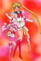 Rule 34 | 1990s (style), 2girls, bishoujo senshi sailor moon, bishoujo senshi sailor moon s, blonde hair, blue eyes, brooch, chibi usa, double bun, elbow gloves, female focus, gloves, hair bun, heart, heart brooch, height difference, jewelry, kneehighs, leotard, long hair, magical girl, miniskirt, multiple girls, official art, open mouth, pink footwear, pink hair, pleated skirt, red eyes, red footwear, retro artstyle, sailor chibi moon, sailor moon, sailor senshi, sailor senshi uniform, skirt, socks, super sailor chibi moon, super sailor moon, tiara, tsukino usagi, twintails, very long hair