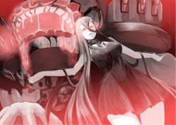 Rule 34 | 10s, 1girl, abyssal ship, bad id, bad pixiv id, battleship princess, black dress, breasts, dress, female focus, horns, kantai collection, large breasts, long hair, momosuke (toouka), short dress, skin-covered horns, solo, very long hair