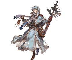 Rule 34 | 10s, 1boy, bag, blonde hair, boots, full body, glasses, granblue fantasy, hat, jewelry, male focus, minaba hideo, necklace, official art, solo, sword, transparent background, weapon, will (granblue fantasy)