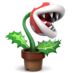 Rule 34 | 3d, absurdres, full body, highres, huge filesize, leaf, mario (series), nintendo, no eyes, no humans, official art, open mouth, piranha plant, plant, polka dot, pot, potted plant, sharp teeth, simple background, solo, super mario bros. 1, super smash bros., teeth, tongue, transparent background