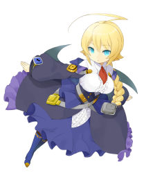 Rule 34 | 1girl, ahoge, artist request, belt, blazblue, blazblue: central fiction, blonde hair, blue eyes, braid, breasts, corset, dress, es (xblaze), expressionless, frilled shirt, frills, hair ornament, high heels, highres, large breasts, long hair, long sleeves, looking at viewer, necktie, pantyhose, shirt, simple background, single braid, slit pupils, solo, underbust, white background, xblaze, xblaze code: embryo