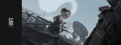 Rule 34 | 1girl, absurdres, ac-130 spectre, aegisfate, aircraft, airplane, alternate weapon, black gloves, black hairband, black ribbon, black thighhighs, blue eyes, blurry, blurry foreground, boots, bow hairband, character request, commentary request, fighting stance, gloves, green skirt, green vest, grey hair, gun, hair ribbon, hairband, hand on sheath, handgun, highres, holding, holding sword, holding weapon, holster, incredibly absurdres, katana, konpaku youmu, konpaku youmu (ghost), looking to the side, outdoors, parted lips, police, radar, radar dish, ready to draw, ribbon, satellite dish, scabbard, sheath, sheathed, shirt, short hair, short sleeves, skirt, skirt set, solo focus, swat, sword, thigh holster, thighhighs, touhou, trigger discipline, twisted torso, unsheathing, vest, weapon, white shirt, wide shot, zettai ryouiki