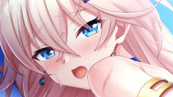 Rule 34 | blue eyes, blush, deep one kyomu to mugen no fragment, dmm, earrings, jewelry, open mouth