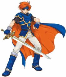 Rule 34 | 1boy, fire emblem, nintendo, official art, red hair, roy, short hair, simple background, solo, sword, weapon