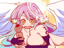 Rule 34 | 10s, 1girl, animal ears, animated, animated gif, bad id, bad pixiv id, breasts, spiked halo, drooling, excited, gloves, halo, handjob, huge breasts, jibril (no game no life), md5 mismatch, no game no life, nude, penis, penis awe, phallic symbol, pink hair, poncho s, sexually suggestive, solo, star-shaped pupils, star (symbol), symbol-shaped pupils, tattoo, ugoira, wings, yellow eyes