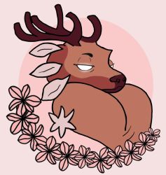 Rule 34 | antlers, deer, flower, gwen (spiritfarer), horns, pink flowers, spiritfarer, tagme