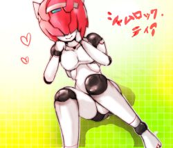 Rule 34 | 1boy, android, ankheijiooo, hair over eyes, joints, male focus, pink hair, robot, robot joints, robot neoanthropinae polynian, shamrock (polynian), shiny skin, solo, trap