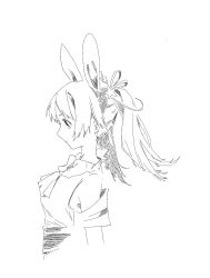 Rule 34 | 1girl, animal ears, bad id, bad twitter id, borrowed character, bow, closed mouth, greyscale, hair ornament, hatching (texture), highres, long hair, monochrome, original, rabbit ears, simple background, sketch, sleeves rolled up, solo, star (symbol), star hair ornament, twintails, upper body, white background, zero808w