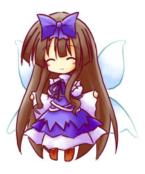 Rule 34 | 1girl, bad id, bad pixiv id, dress, female focus, full body, oriental sacred place, simple background, smile, solo, star sapphire, tilde (ice cube), touhou, white background, wings