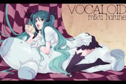 Rule 34 | 1girl, aqua hair, aqua nails, bad id, bad pixiv id, cake, cake slice, character name, eating, etomai, food, fruit, hatsune miku, kunreishiki, letterboxed, long hair, nail polish, open mouth, pastry, romaji text, skirt, solo, straddling, strawberry, strawberry shortcake, stuffed animal, stuffed toy, sweets, thighhighs, twintails, very long hair, vocaloid, world is mine (vocaloid), zettai ryouiki