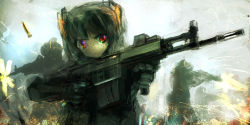Rule 34 | 1girl, bad id, bad pixiv id, battle, gun, lm7 (op-center), military operator, rifle, scar-h, solo focus, weapon