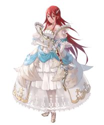 Rule 34 | 1girl, arrow (projectile), bare shoulders, bow (weapon), breasts, bridal gauntlets, collarbone, cordelia (bridal) (fire emblem), cordelia (fire emblem), dress, female focus, fire emblem, fire emblem awakening, fire emblem heroes, frills, full body, hair ornament, high heels, highres, holding, holding bow (weapon), holding weapon, jewelry, long hair, looking at viewer, matching hair/eyes, mayo (becky2006), medium breasts, necklace, nintendo, official art, pearl necklace, red eyes, red hair, ribbon, see-through, sleeveless, sleeveless dress, smile, solo, transparent background, weapon, wedding dress, white dress