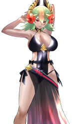 Rule 34 | 1girl, breasts, cleavage, dark skin, fire emblem, fire emblem heroes, genm7, highres, horn ornament, horns, laegjarn (fire emblem), laegjarn (summer) (fire emblem), large breasts, looking at viewer, nintendo, short hair, solo, tagme, thick thighs, thighs, wide hips
