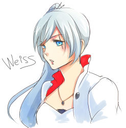 Rule 34 | 1girl, ponytail, profile, rwby, scar, weiss schnee, white hair