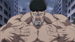 Rule 34 | 1boy, animated, animated gif, black hair, blood, blood on face, blue eyes, epic, fabulous, lowres, male focus, manly, one-punch man, puri puri prisoner, solo, wings