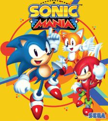 Rule 34 | 1990s (style), 3boys, black eyes, cover, furry, furry male, knuckles the echidna, male focus, multiple boys, multiple tails, official art, retro artstyle, sega, smile, sonic (series), sonic mania, sonic the hedgehog, sonic the hedgehog (classic), tail, tails (sonic), video game cover