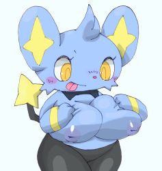Rule 34 | 1girl, artist request, breasts, creatures (company), furry, furry female, game freak, gen 4 pokemon, highres, nintendo, nipples, no humans, pokemon, pokemon (creature), shinx, solo, tongue, tongue out, yellow eyes