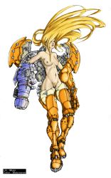 Rule 34 | 1girl, arm cannon, armor, blonde hair, breasts, collaboration, closed eyes, female pubic hair, full body, highres, long hair, metroid, muju, navel, nintendo, nipples, nude, ponytail, power suit, pubic hair, pussy, samus aran, solo, transparent background, uncensored, undressing, varia suit, very long hair, weapon, webreever