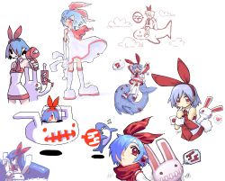 Rule 34 | 1girl, rabbit, highres, multiple views, oekaki, original, pleinair, same-san, shark, stuffed animal, stuffed toy, usagi-san
