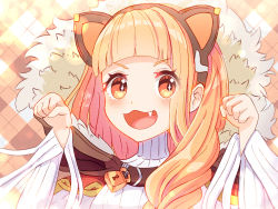 Rule 34 | + +, 1girl, :d, animal ears, blonde hair, cat ears, fake animal ears, fang, fur collar, highres, lock, long hair, long sleeves, looking at viewer, open mouth, paw pose, red hood, red riding hood (sinoalice), shikinexion, sinoalice, smile, solo, yellow eyes