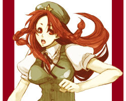 Rule 34 | 1girl, beret, bow, braid, breasts, female focus, hat, hong meiling, immaterial and missing power, lan. (pixiv), large breasts, long hair, red eyes, red hair, ribbon, ryuuzaki (ereticent), solo, touhou, twin braids