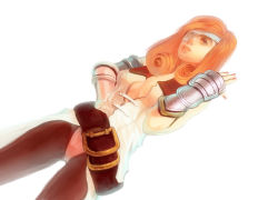 Rule 34 | 1girl, beatrix, breasts, cleavage, final fantasy, final fantasy ix, long hair, pantyhose, simple background, solo, white background