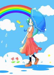 Rule 34 | 00s, cloud, higurashi no naku koro ni, rainbow, sonozaki mion, umbrella, wink