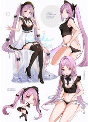 Rule 34 | 1girl, absurdly long hair, ass, black bow, black footwear, black panties, black thighhighs, bow, breasts, butt crack, cleavage, cleavage cutout, clothing cutout, crop top, fate/hollow ataraxia, fate (series), floating hair, hair bow, hair down, hair tubes, high-waist skirt, high heels, layered skirt, leaning forward, long hair, looking at viewer, miniskirt, multiple hair bows, navel, panties, parted bangs, parted lips, pink hair, pleated skirt, pumps, purple eyes, rero (bigdoorbig2), sample watermark, simple background, skirt, slit pupils, small breasts, stheno (fate), thighhighs, twintails, underwear, very long hair, watermark, white background, white skirt, zettai ryouiki