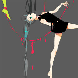 Rule 34 | 1girl, aqua eyes, aqua hair, bad id, bad pixiv id, barefoot, gou (tomero), hatsune miku, heart, heart on chest, legs, long hair, lowres, simple background, skirt, solo, string, string of fate, tomero, twintails, very long hair, vocaloid