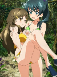 Rule 34 | 2girls, bikini, blush, breasts, carrying, female focus, highres, large breasts, multiple girls, princess carry, small breasts, swimsuit, tagme, vividred operation, yuri
