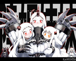 Rule 34 | 10s, 2015, 5girls, abyssal ship, airfield princess, blush, breast envy, breasts, copyright name, dated, gloves, glowing, glowing eyes, horns, isolated island oni, kantai collection, large breasts, letterboxed, midway princess, multiple girls, new year, northern ocean princess, oso (toolate), pale skin, red eyes, seaport princess, shaded face, single horn, white gloves, white hair, yellow eyes