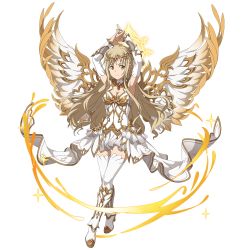 Rule 34 | 1girl, alternate hair color, armpits, arms up, asuna (sao), blonde hair, breasts, brown eyes, brown wings, cape, cleavage, closed mouth, detached collar, detached sleeves, feathered wings, floating hair, full body, gradient skirt, grey skirt, highres, long hair, long sleeves, looking at viewer, medium breasts, miniskirt, multicolored wings, official art, pleated skirt, skirt, smile, solo, standing, sword art online, thighhighs, transparent background, very long hair, waist cape, white cape, white footwear, white skirt, white sleeves, white thighhighs, white wings, wings, zettai ryouiki