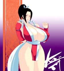 Rule 34 | 1girl, 7961 shiki, breasts, cleavage, fatal fury, huge breasts, shiranui mai, snk, solo, the king of fighters