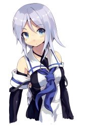 Rule 34 | 10s, 1girl, absurdres, black gloves, blue eyes, braid, elbow gloves, gloves, highres, kantai collection, long hair, looking at viewer, normaland, school uniform, serafuku, silver hair, single braid, smile, solo, umikaze (kancolle), very long hair