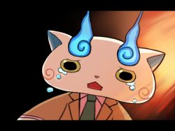 Rule 34 | 10s, ayu (mog), bad id, bad pixiv id, crying, crying with eyes open, formal, komasan, letterboxed, necktie, no humans, open mouth, solo, suit, tears, upper body, traditional youkai, youkai watch