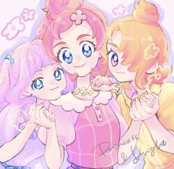 ellee-chan go!_princess_precure haruno_haruka hirogaru_sky!_precure holding_hands non-web_source precure yuriko_(yurikonicc) yuunagi_tsubasa